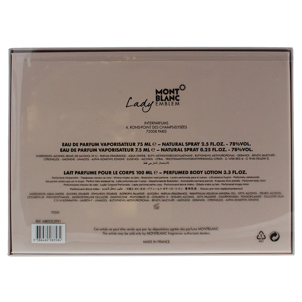Montblanc Lady Emblem Eau de Parfum 3 Pieces Gift Set : Eau de Parfum 75ml - Bod