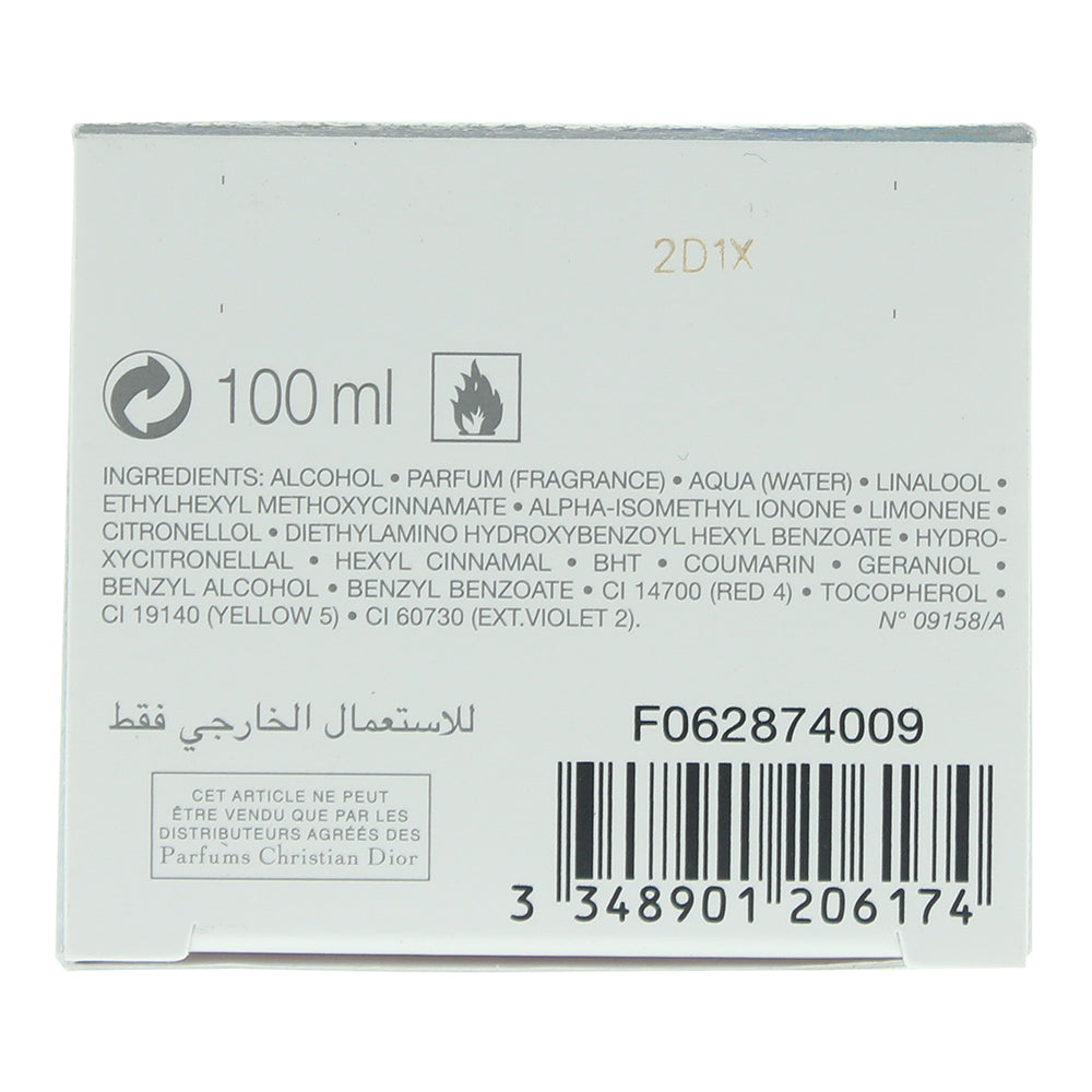 Dior Addict Eau de Toilette 100ml Spray - Ingredients