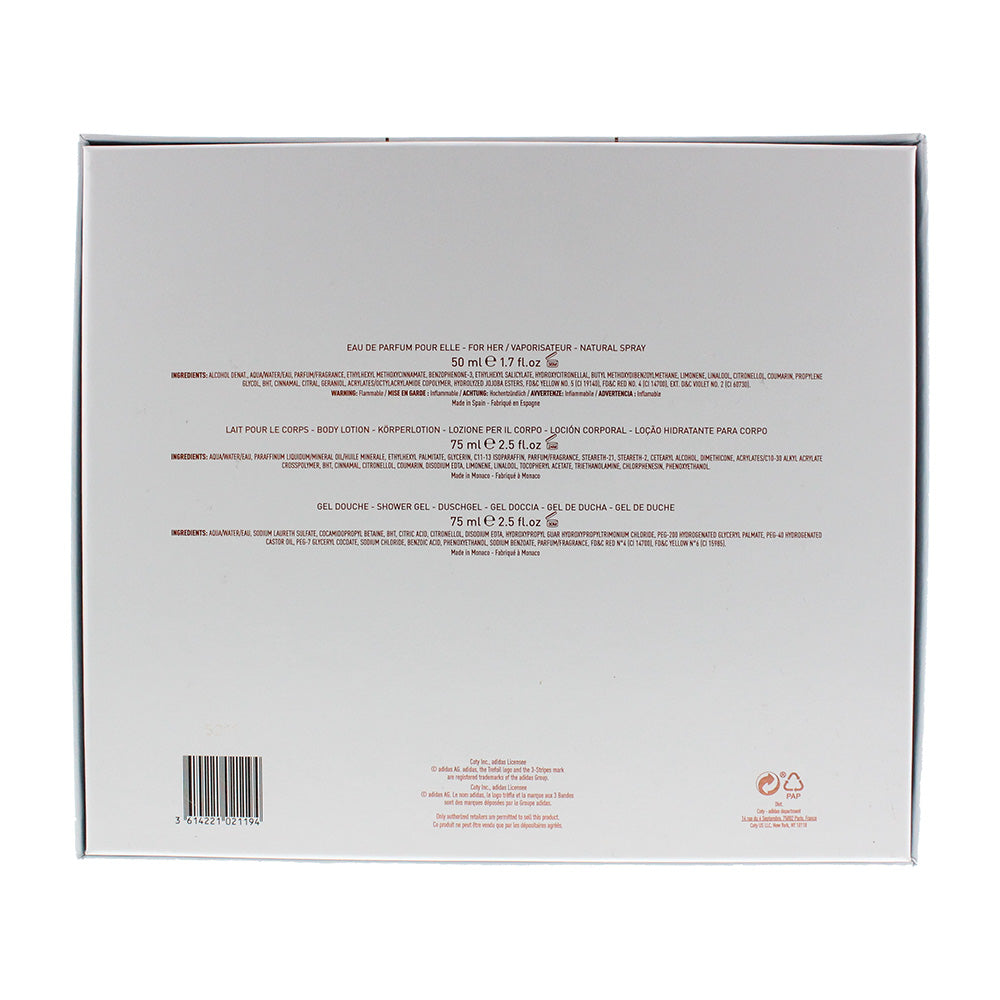 Adidas Born Original Eau de Parfum 3 Pieces Gift Set : Eau de Parfum 50ml - Body