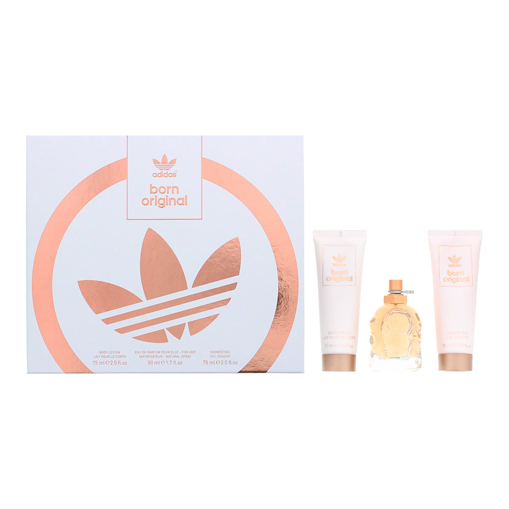Adidas Born Original Eau de Parfum 3 Piece Gift Set: Eau de Parfum 50ml - Body Lotion 75ml - Shower Gel 75ml