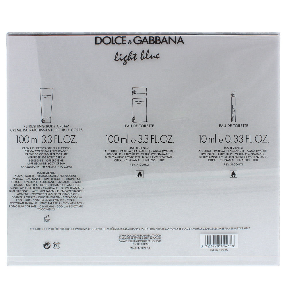 Dolce & Gabbana Light Blue Eau de Toilette 3 Pieces Gift Set : Eau de Toilette 1 - Ingredients