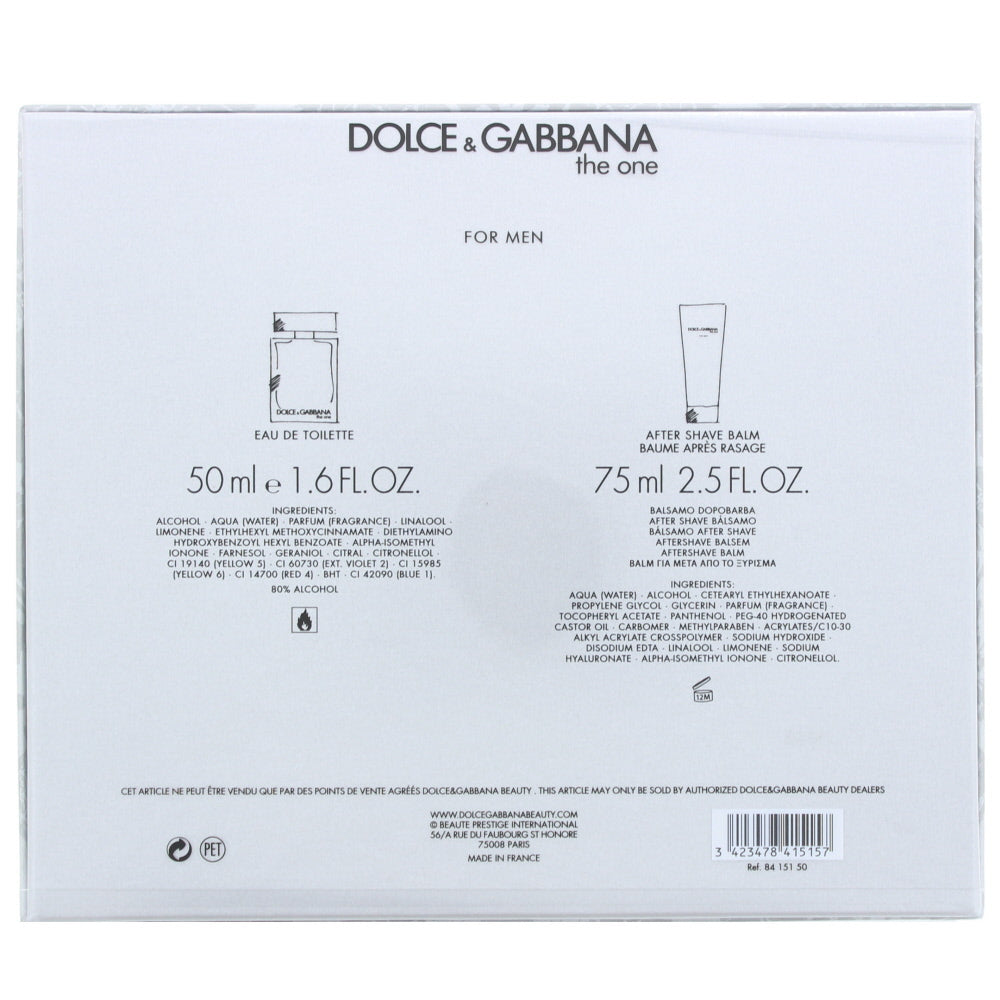 Dolce & Gabbana The One Eau de Toilette Gift Set : Eau de Toilette 50ml - Aftershave Balm 75ml 