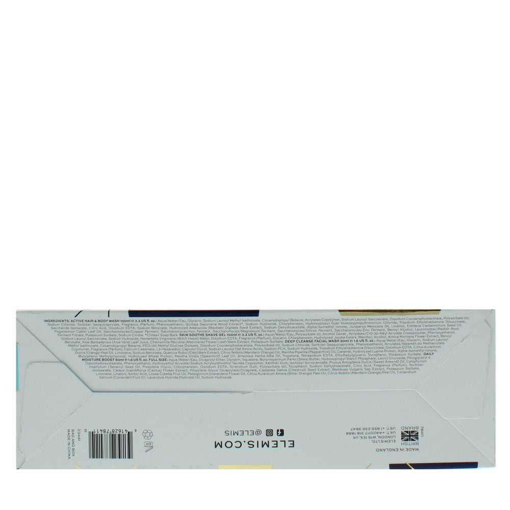 Elemis Grooming On The Go Skincare Set Gift Set : Hair & Body Wash 100ml - Shaving Gel 100ml - Face Wash 50ml - Daily Moisture Boost 100ml - Bag