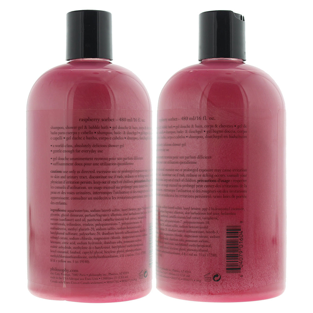 Philosophy Raspberry Sorbet Shampoo Shower Gel & Bubble Bath 480ml