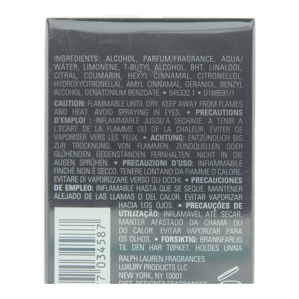 Ralph Lauren Polo Black Eau de Toilette 40ml - Ingredients