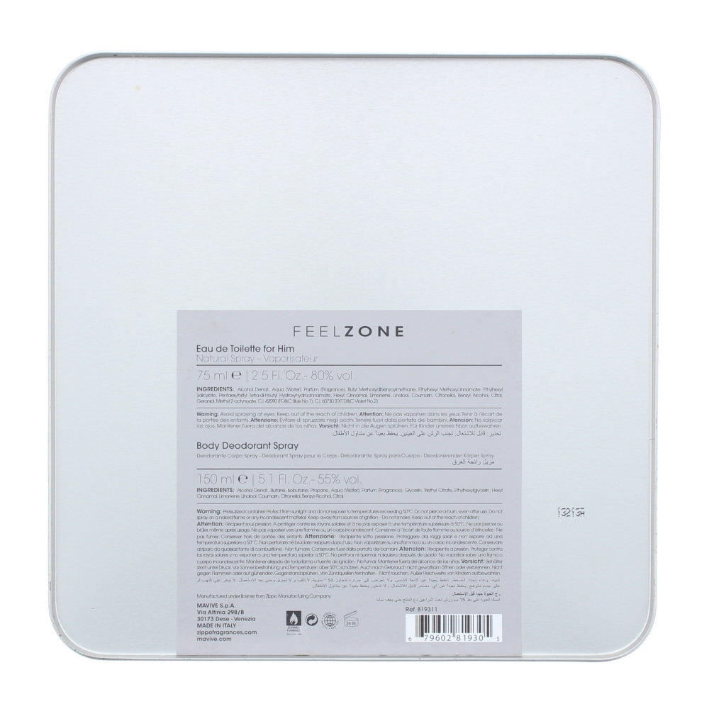 Zippo Feelzone For Him Eau de Toilette 2 Pieces Gift Set : Eau de Toilette 75ml 