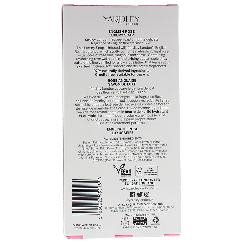 Yardley English Rose 3 Piece Gift Set: 3 x Soap 100g