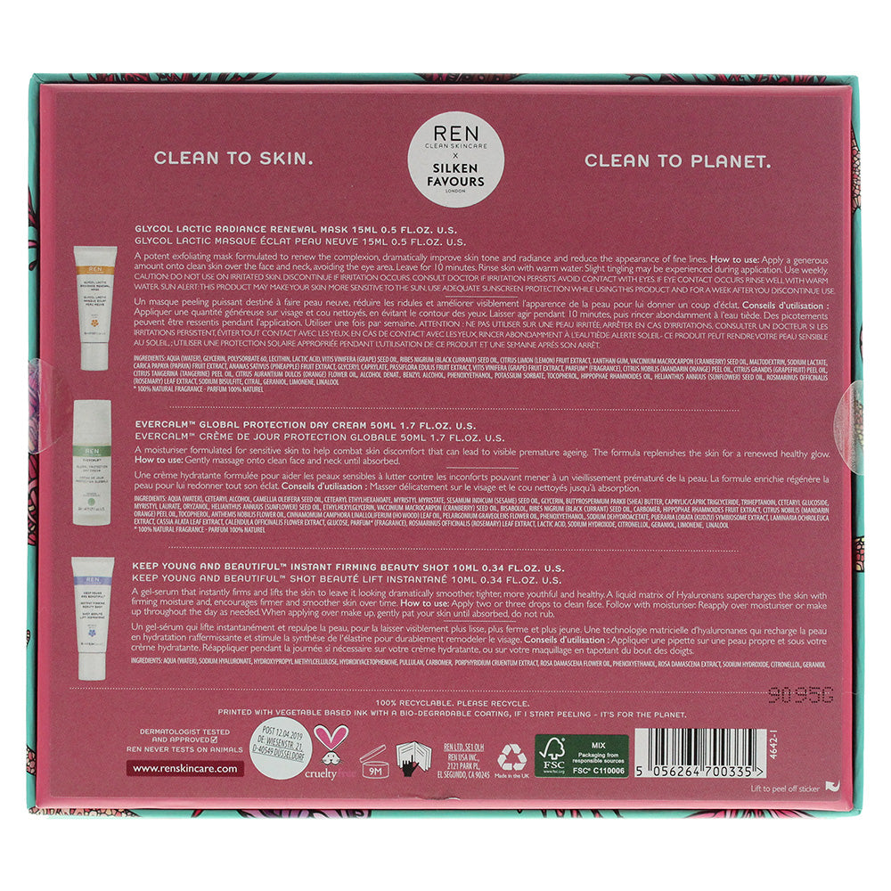 Ren Clean Skincare Set Gift Set : Day Cream 50ml - Renewal Mask 15ml - Face Serum 10ml