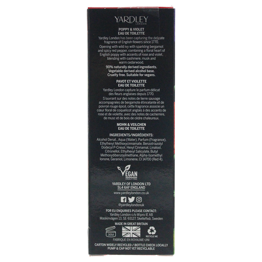 Yardley Poppy and Violet Eau de Toilette 50ml