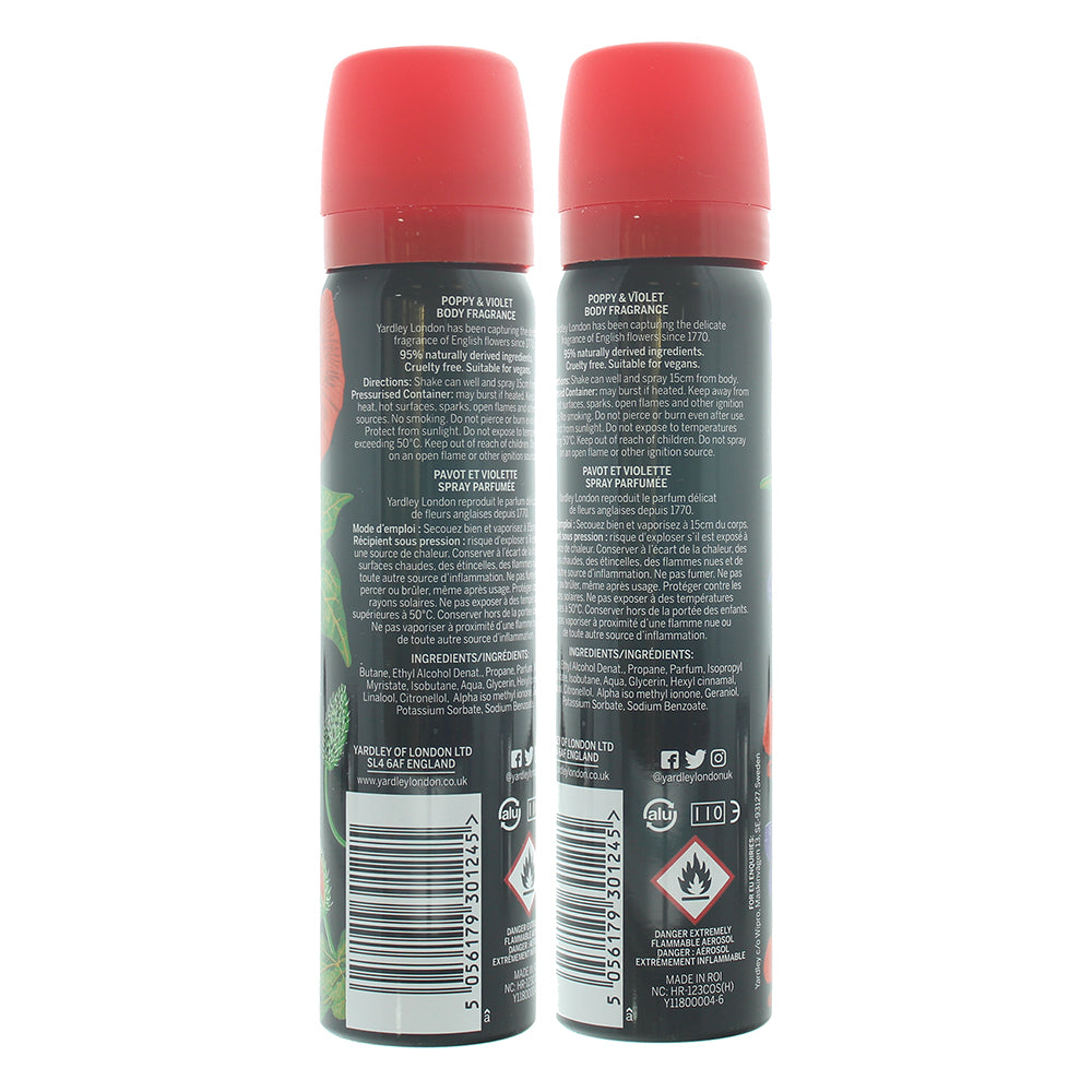 Yardley Poppy and Violet Deodorant Spray 75ml