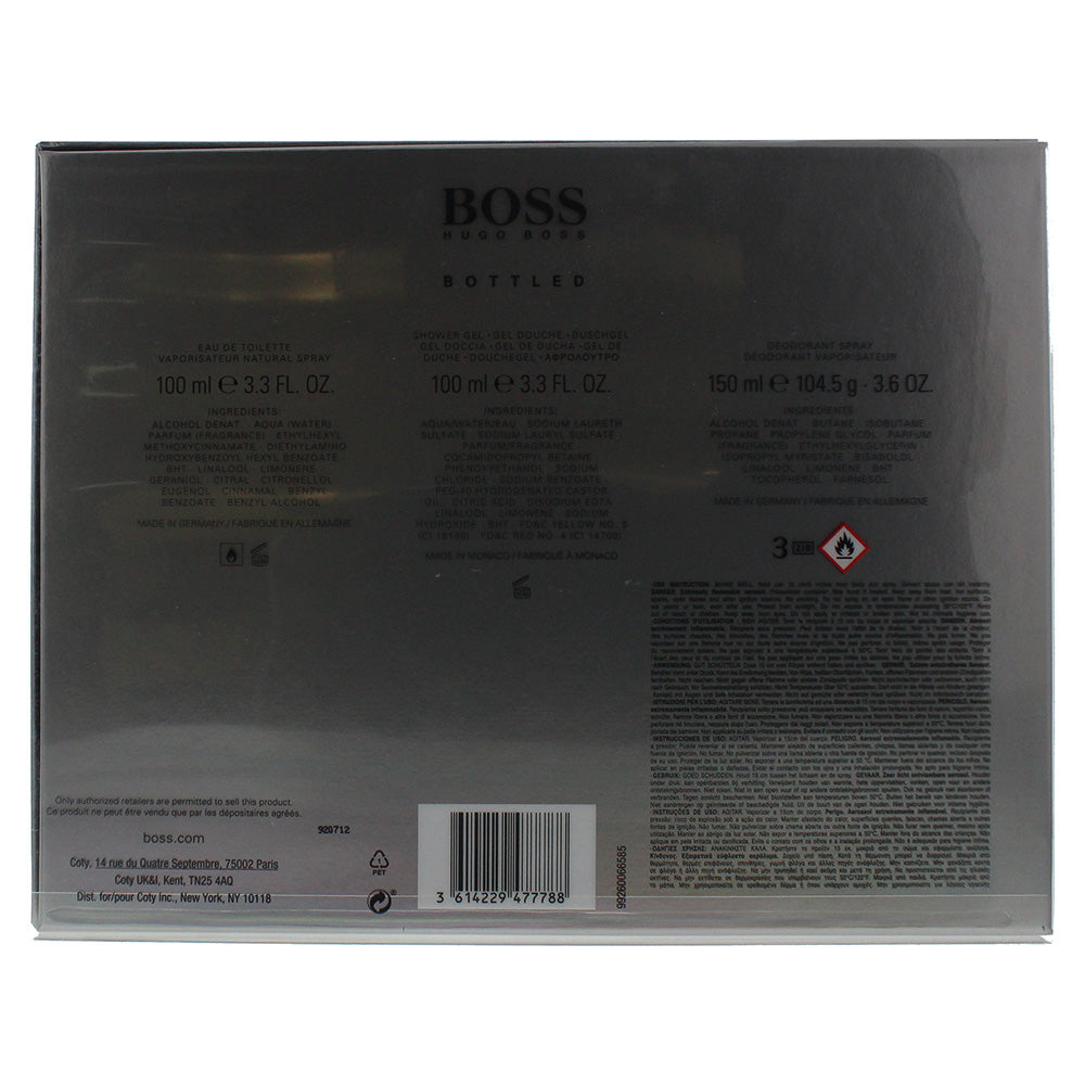 Hugo Boss Bottled Eau De Toilette 3 Piece Gift Set: Eau De Toilette 100ml - Shower Gel 100ml - Deodorant Spray 150ml
