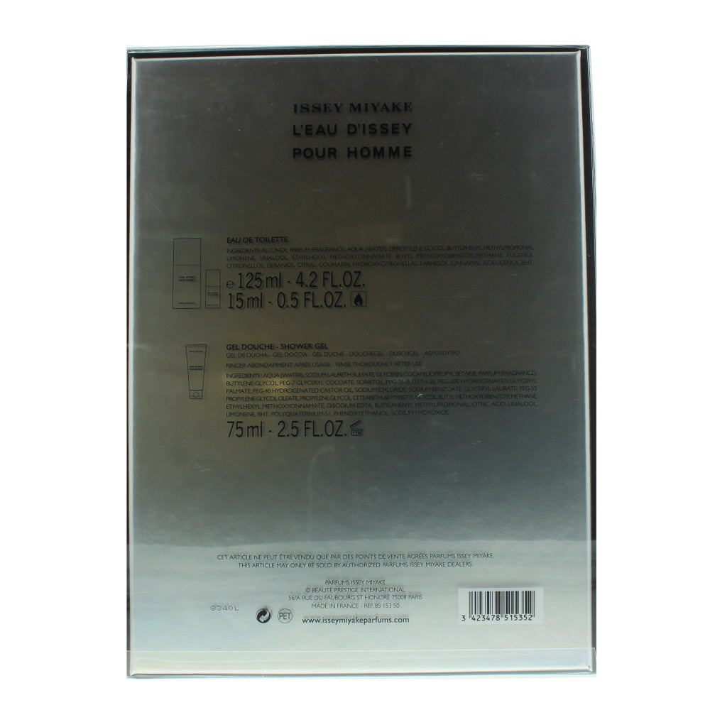 Issey Miyake L'eau D'issey Pour Homme 3 Piece Eau De Toilette 125ML Eau De Toilette 15ML Shower Gel 75ML
