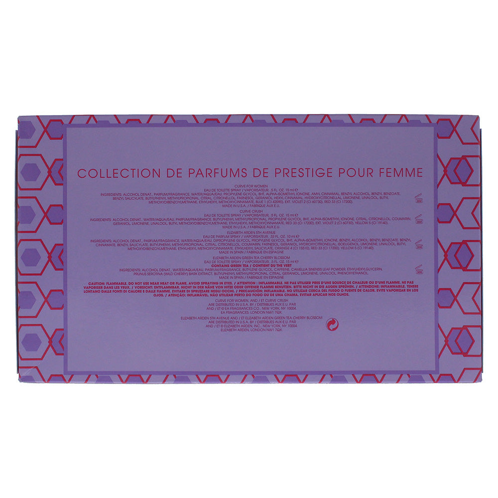 Elizabeth Arden 4 Piece Mini Set Green Tea Cherry Blossom 15ml Fifth Avenue 10ml Curve 15ml Curve Crush 15ml