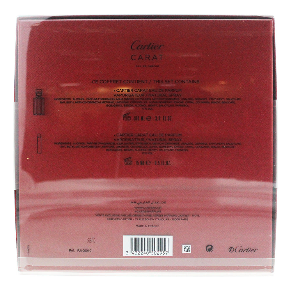 Cartier Carat 2 Piece Eau De Parfum 100ML Eau De Parfum 15ML Purse Spray