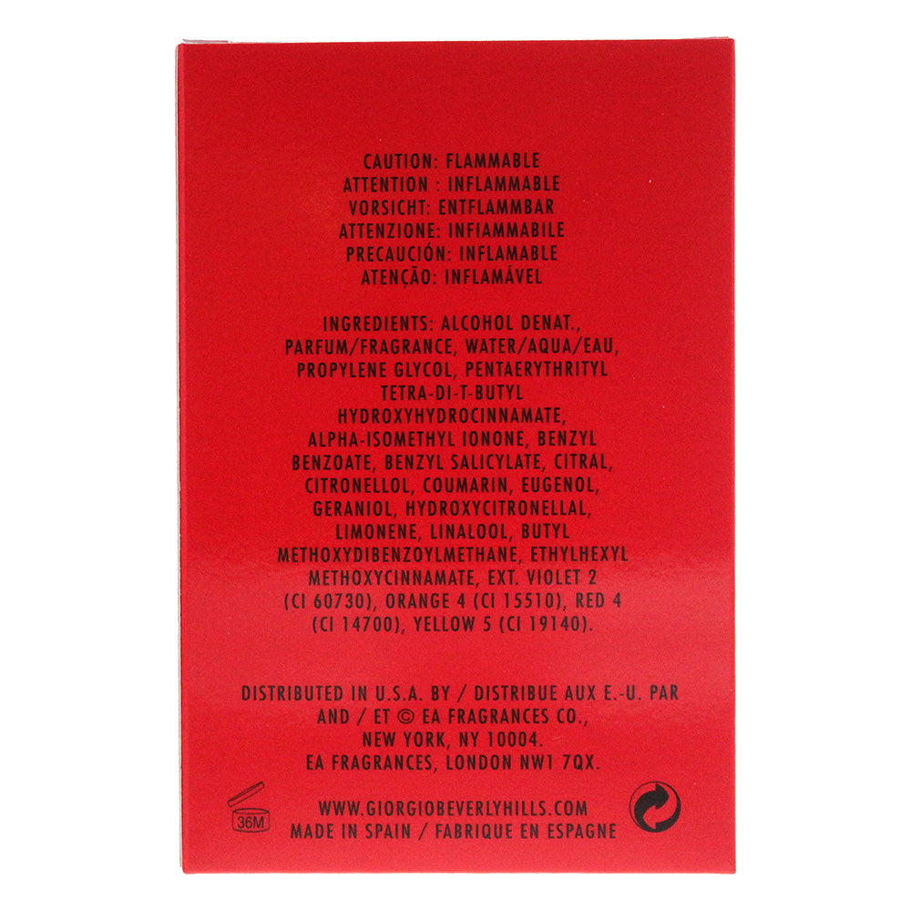 Giorgio Beverly Hills Red Eau de Toilette 100ml - Ingredients