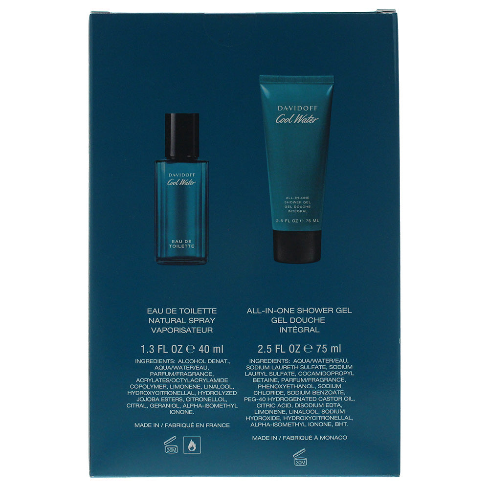 Davidoff Cool Water 2 Piece Eau De Toilette 40ml Shower Gel 75ml