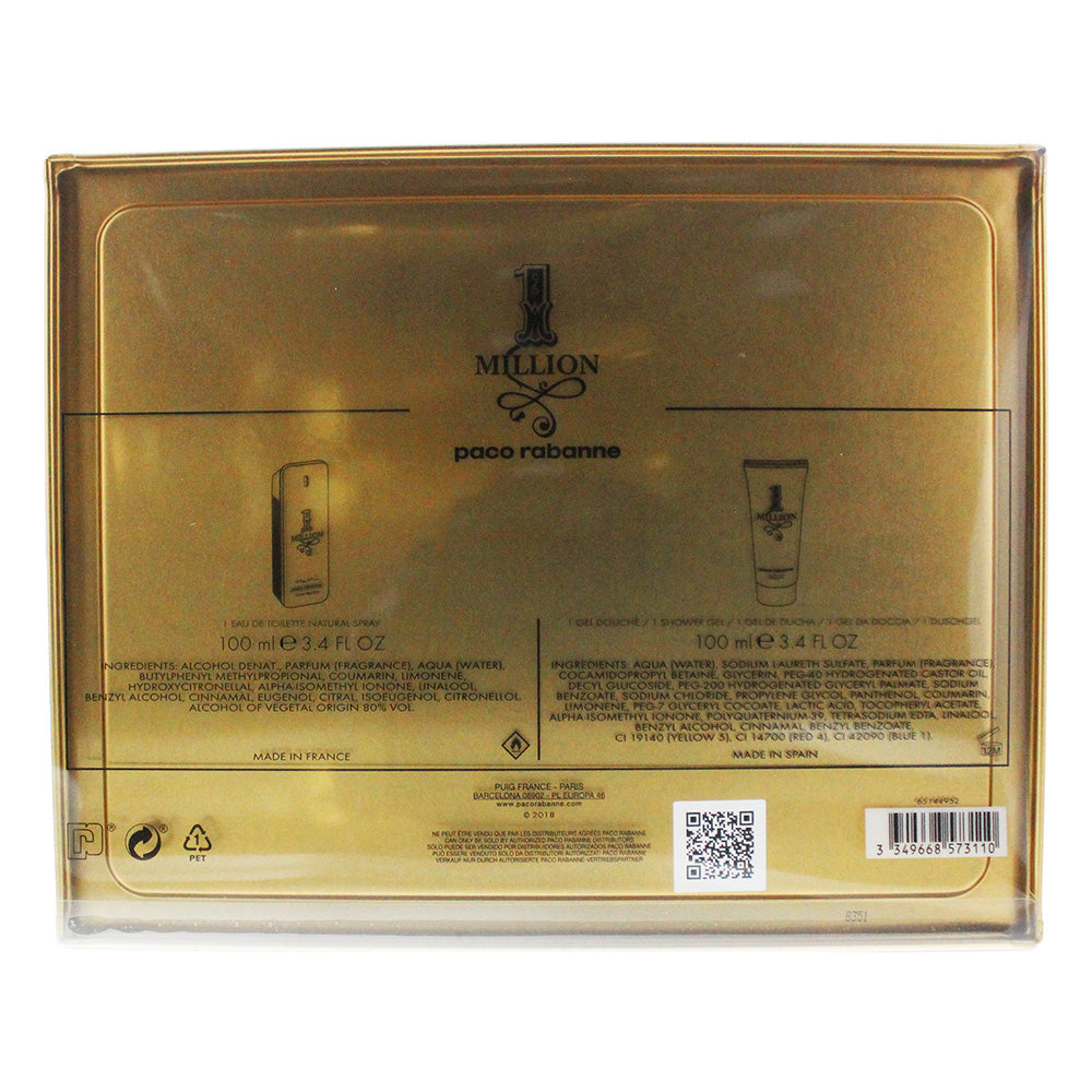 Paco Rabanne 1 Million 2 Piece set - Eau de Toilette 100ml - Shower Gel 100ml - Ingredients