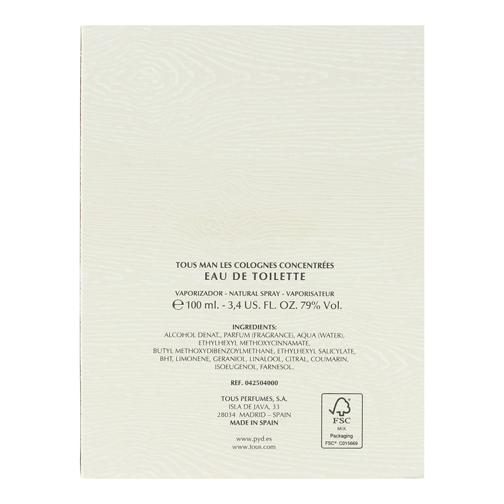 Tous Man Les Colognes Concectrees Eau De Toilette 100ml