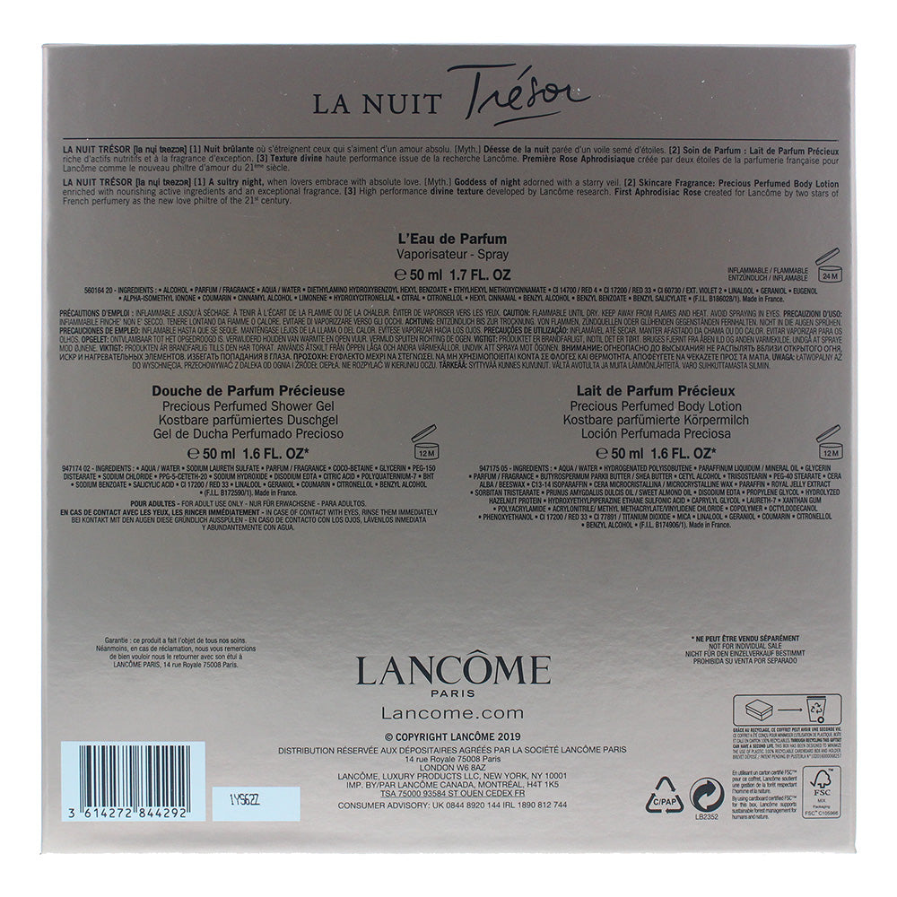 Lancôme La Nuit Trésor 3 Piece Set Eau De Parfum 50ml  - Shower Gel 50ml - Body Lotion 50ml