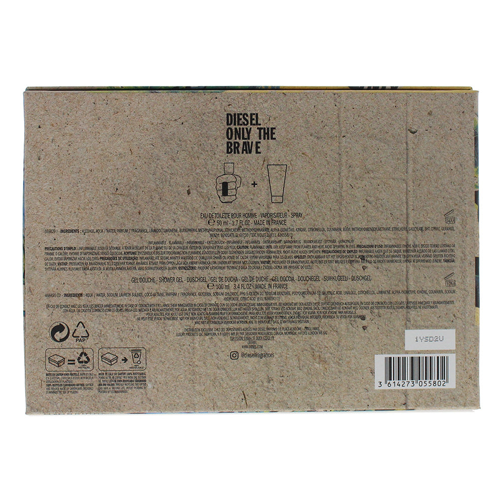 Diesel Only The Brave 2 Piece Eau De Toilette 50ml Shower Gel 100ml