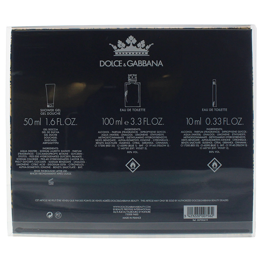 Dolce & Gabbana K 3 Piece Eau De Toilette 100ml Shower Gel 50ml Eau De Toilette 10ml