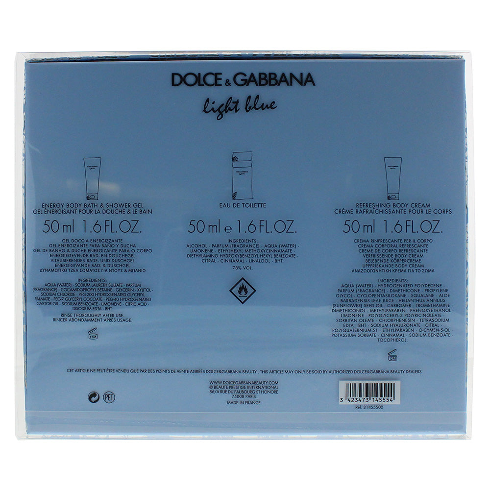 Dolce & Gabbana Light Blue 3 Piece Eau de Toilette 50ml Body Cream 50ml Shower G - Ingredients