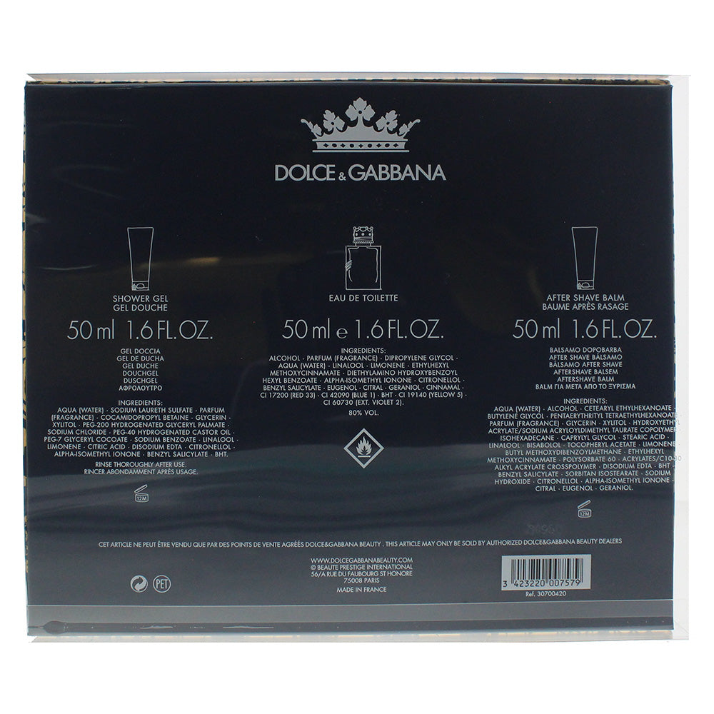 Dolce & Gabbana K 3 Piece Eau De Toilette 50ml Aftershave Balm 50ml Shower Gel 50ml