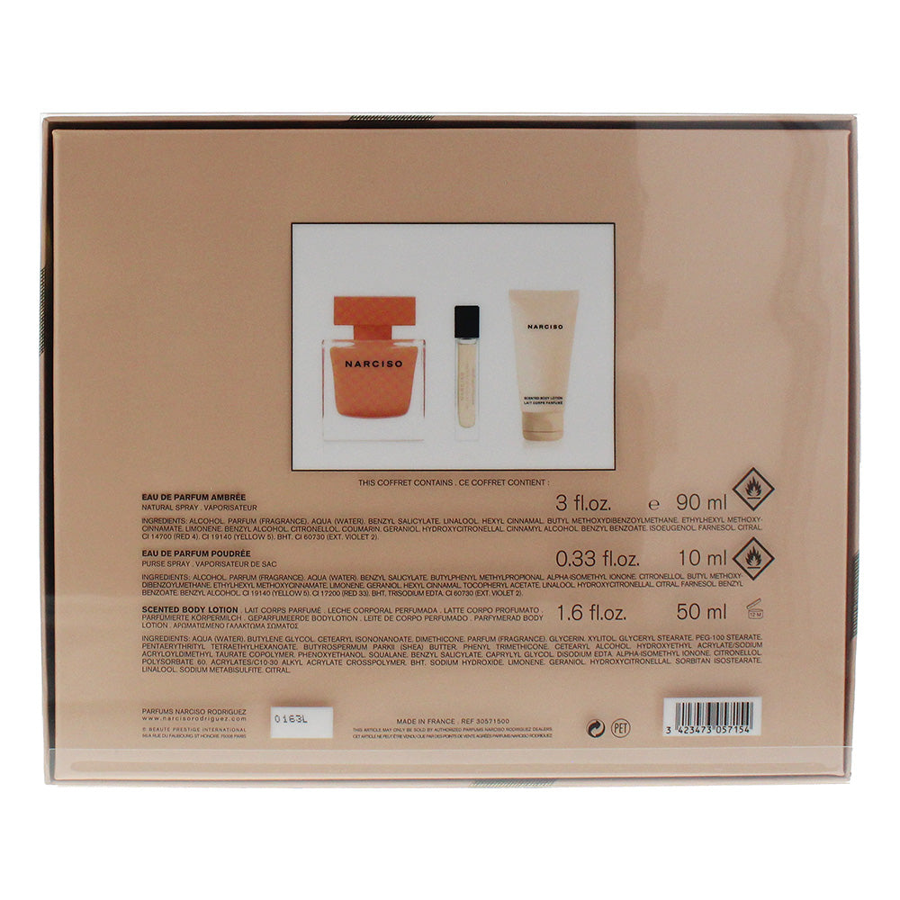 Narciso Rodriguez Ambree 3 Piece Eau de Parfum 90ml Body Lotion 50ml Eau de Parf - Ingredients