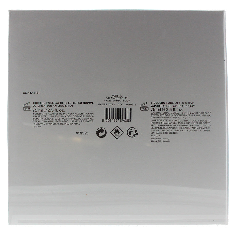 Iceberg Twice 2 Piece Set - Eau De Toilette 75ml - Aftershave 75ml