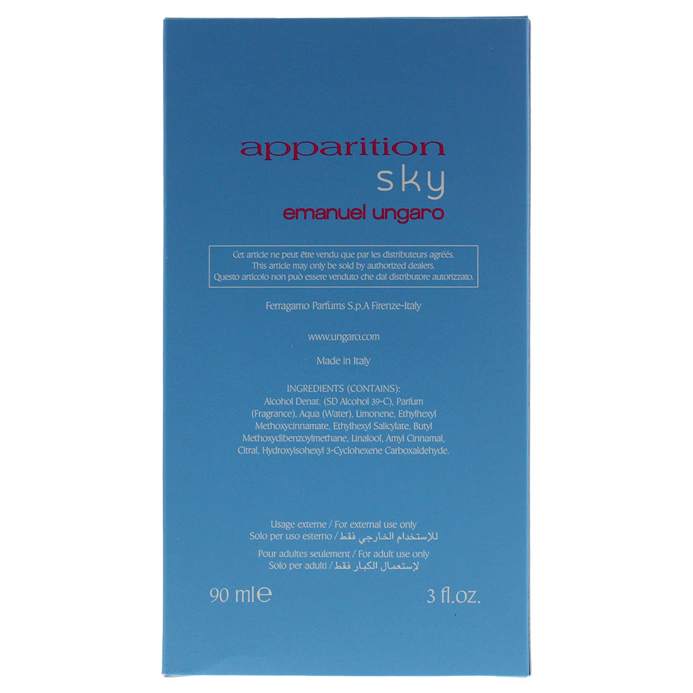 Emanuel Ungaro Apparation Sky Eau de Toilette 90ml - Ingredients