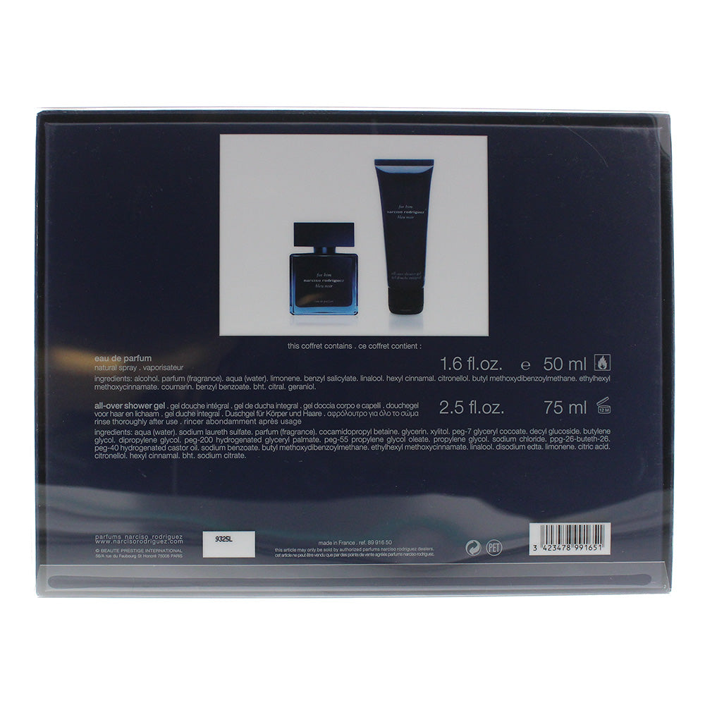 Narciso Rodriguez Blue Noir 2 Piece Eau De Parfum 50ml- Shower Gel 75ml