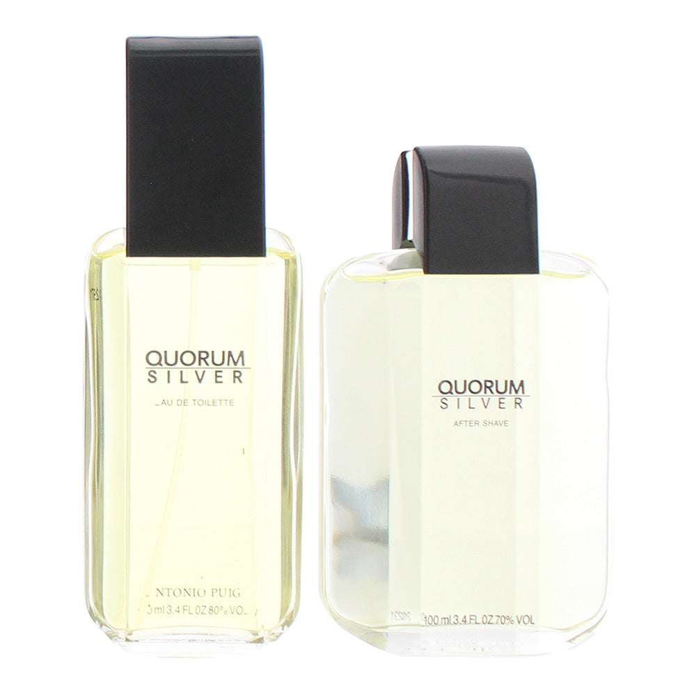 Antonio Puig Quorum Silver 2 Piece Set: Eau de Toilette 100ml -  Aftershave Loti - Product