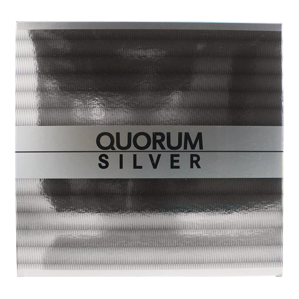 Antonio Puig Quorum Silver 2 Piece Set: Eau De Toilette 100ml -  Aftershave Lotion 100ml