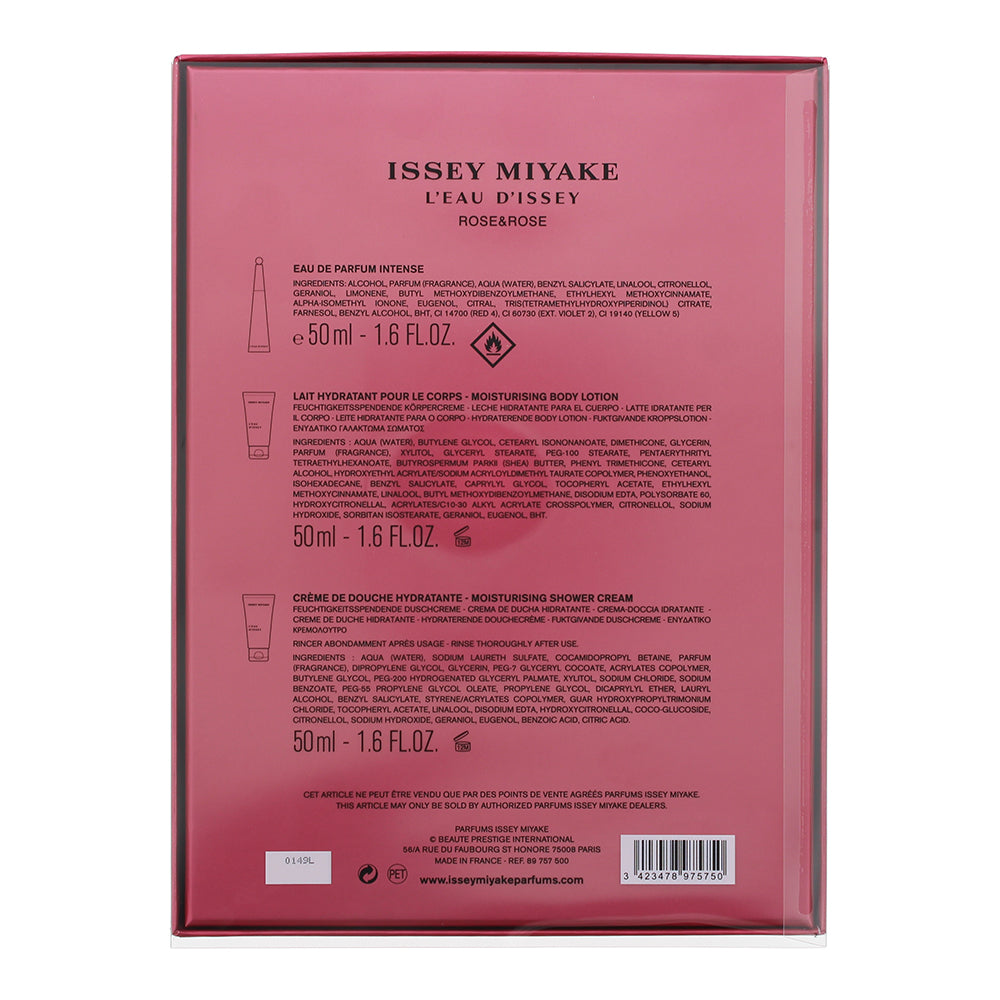 Issey Miyake L'eau D'issey Rose & Rose 3 Piece Eau De Parfum 50ml Shower Cream 50ml Body Lotion 50ml