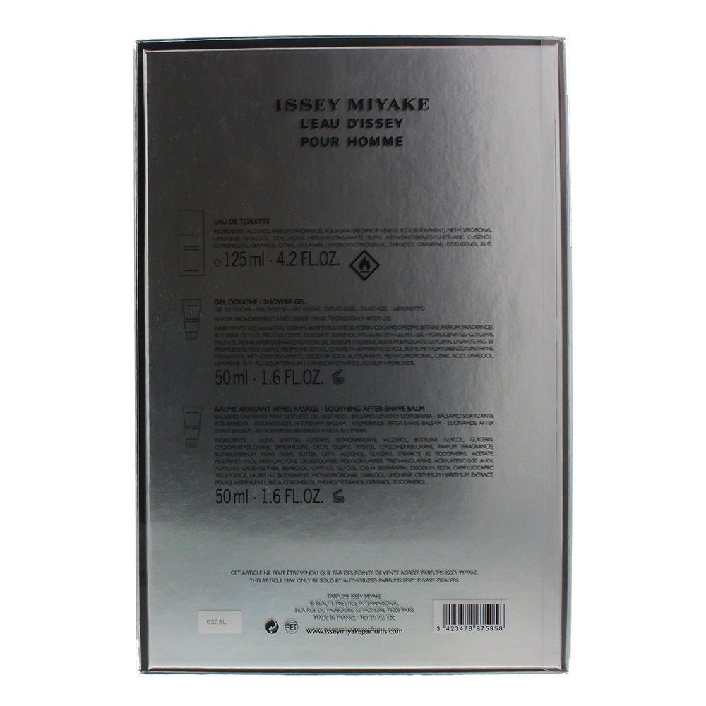 Issey Miyake L'eau D'issey Pour Homme 3 Piece Eau De Toilette 125ml Shower Gel 50ml Aftershave Balm 50ml