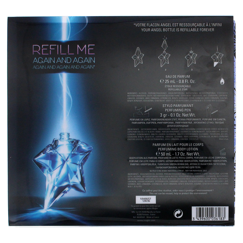 Mugler Angel 3 Piece Set Eau De Parfum 25ml : Eau De Parfum 3g : Body Lotion 50ml
