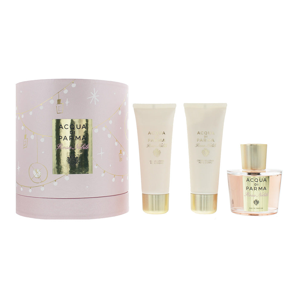 Acqua Di Parma Rosa Nobile 3 Piece Eau de Parfum 100ML Body Cream 75ML Bath Gel 
