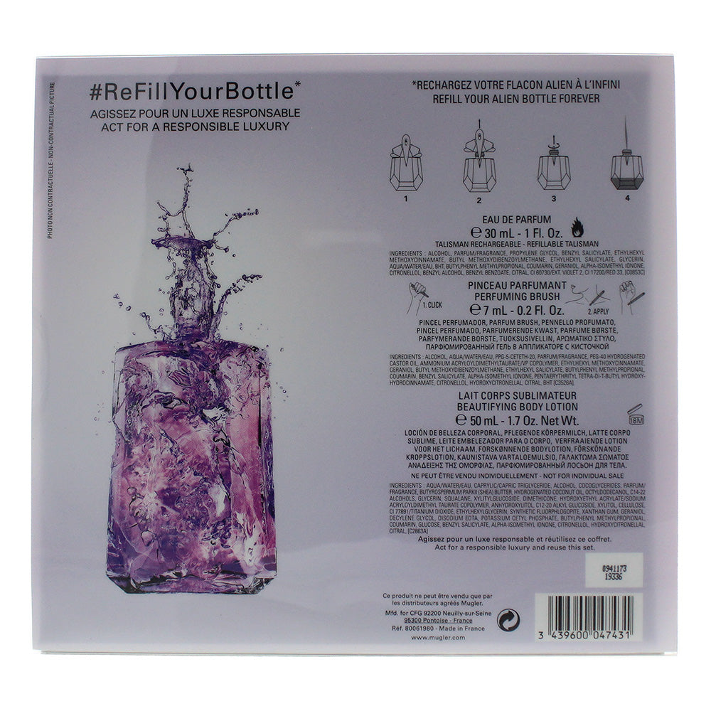 Mugler Alien 3 Piece Set - Eau De Parfum 30ml - Body Lotion 50ml - Perfuming Brush 7ml