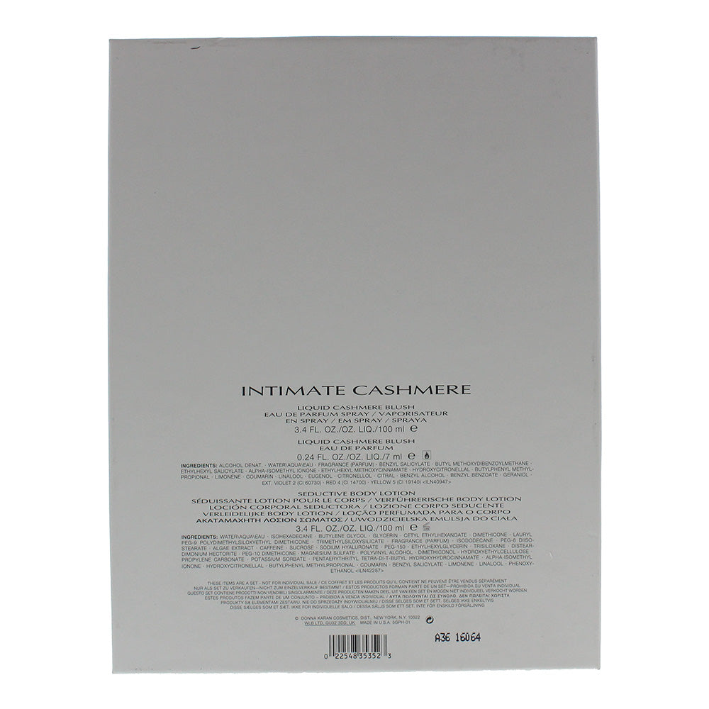 Dkny Liquid Cashmere Blush 3 Piece Gift Set: Eau De Parfum 100ml - Eau De Parfum 7ml - Body Lotion 100ml