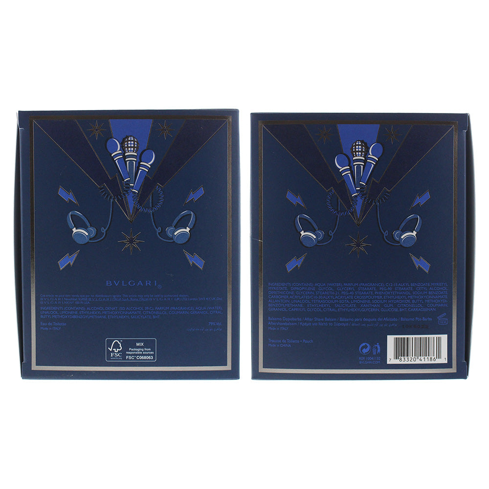 Bulgari BLV Pour Homme Eau De Toilette 4 Piece Gift Set: Eau De Toilette 100ml - Aftershave Balm 75ml - Aftershave Balm 75ml - Pouch