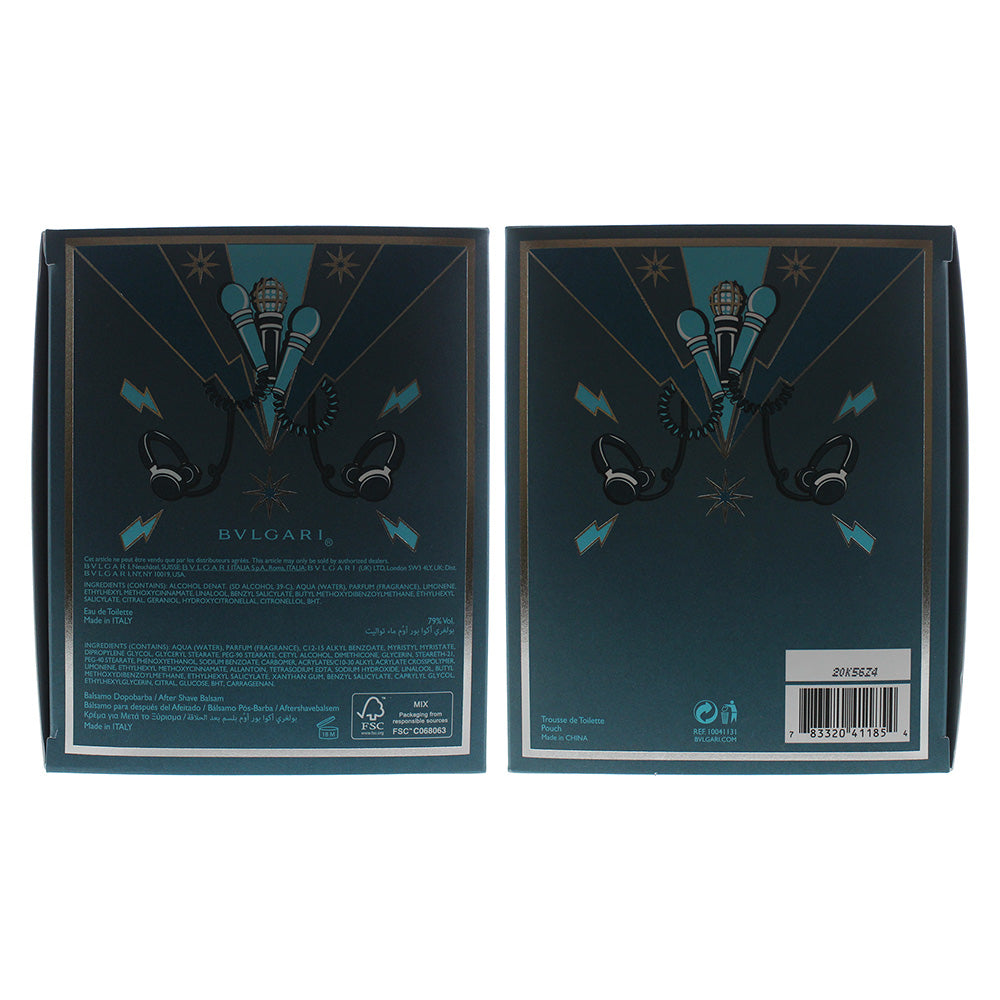 Bulgari Aqva Pour Homme Eau De Toilette 3 Piece Gift Set: Eau De Toilette 100ml - Aftershave Balm 100ml - Pouch