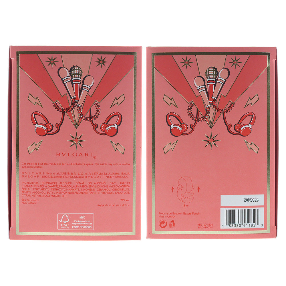 Bulgari Omnia Coral Eau De Toilette 3 Piece Gift Set: Eau De Toilette 65ml - Eau De Toilette 15ml - Pouch