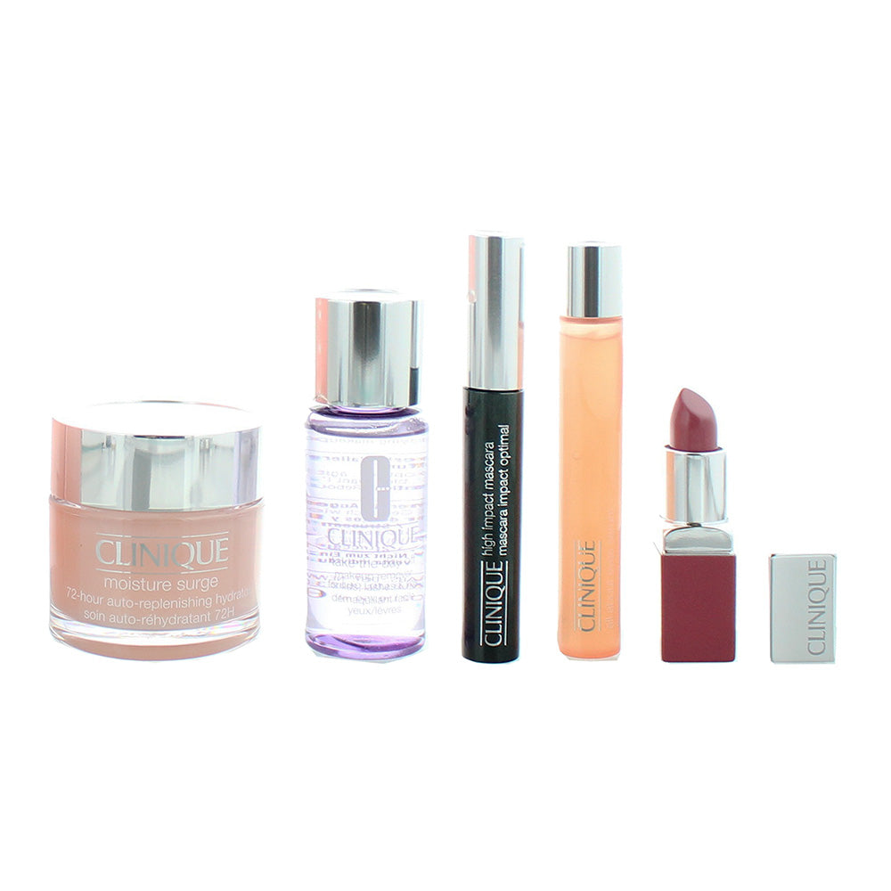 Clinique 5 Piece Gift Set: Hydrator Gel Cream 75ml - Make-Up Remover 50ml - Mascara #01 Black 7ml - Eye Serum 15ml - Lipstick #14 Plump Pop 3.9g - Product