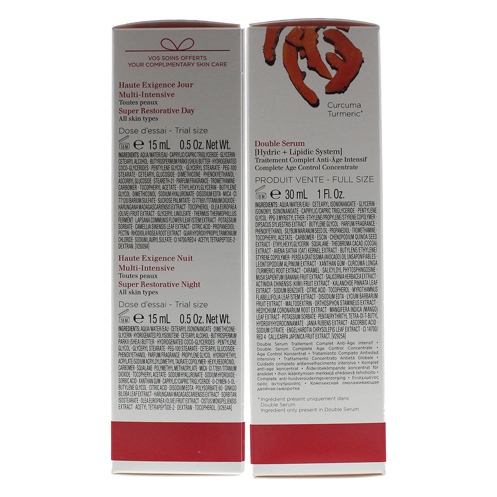 Clarins Double Serum 3 Piece Gift Set: Double Serum 30ml - Super Restorative Day Cream 15ml - Super Restorative Night Cream 15ml