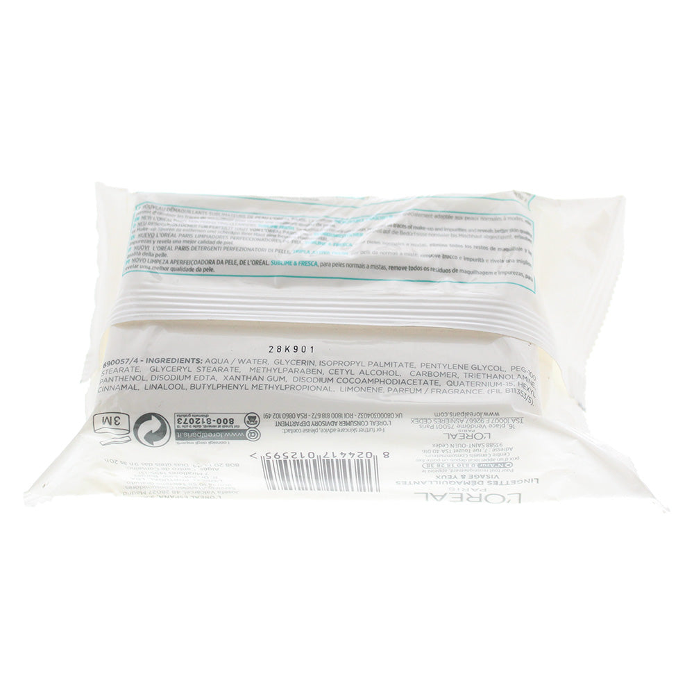 L'oreal Dermo-Expertise Cleansing Wipes 25 Pcs