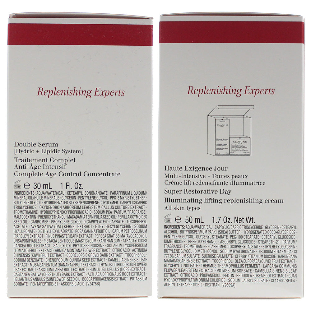 Clarins 2 Piece Gift Set: Double Serum 30ml - Super Restorative Day Cream 50ml