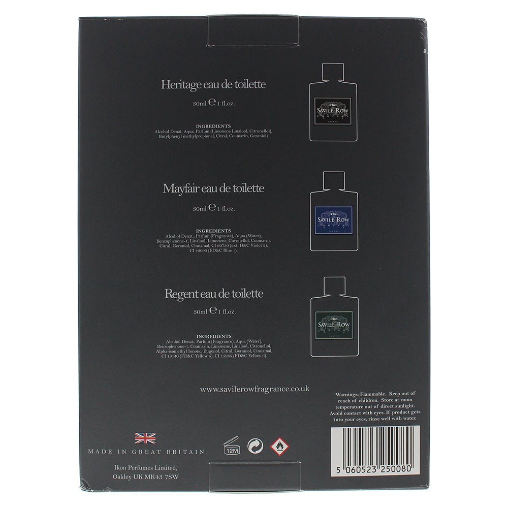 Savile Row Trio Coffret Eau De Toilette 3 Piece Gift Set: Heritage Eau De Toilette 30ml - Mayfair Eau De Toilette 30ml - Regent Eau De Toilette 30ml