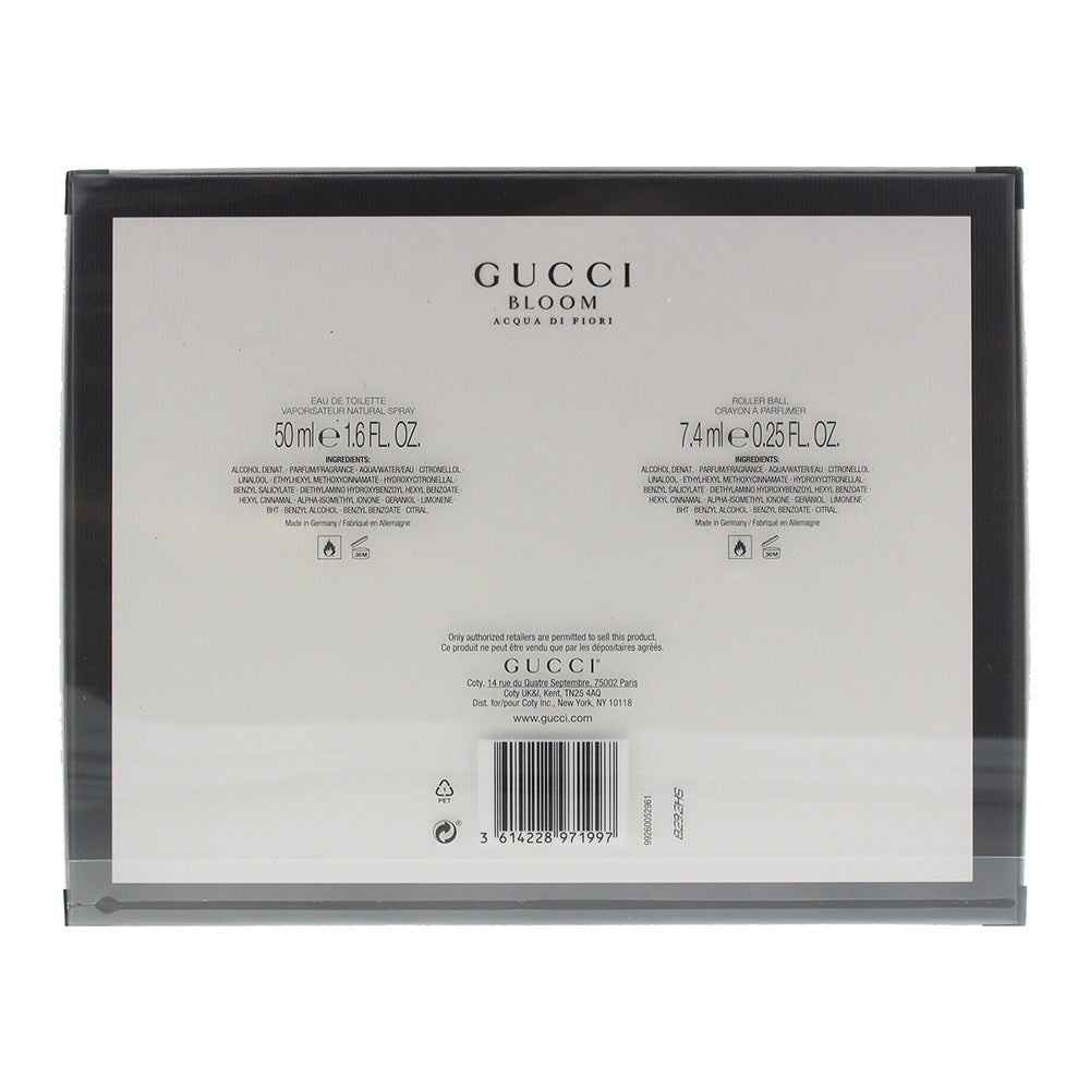 Gucci Bloom Acqua Di Fiori Eau De Toilette 2 Piece Gift Set: Eau De Toilette 50ml - Eau De Parfum 7.4ml