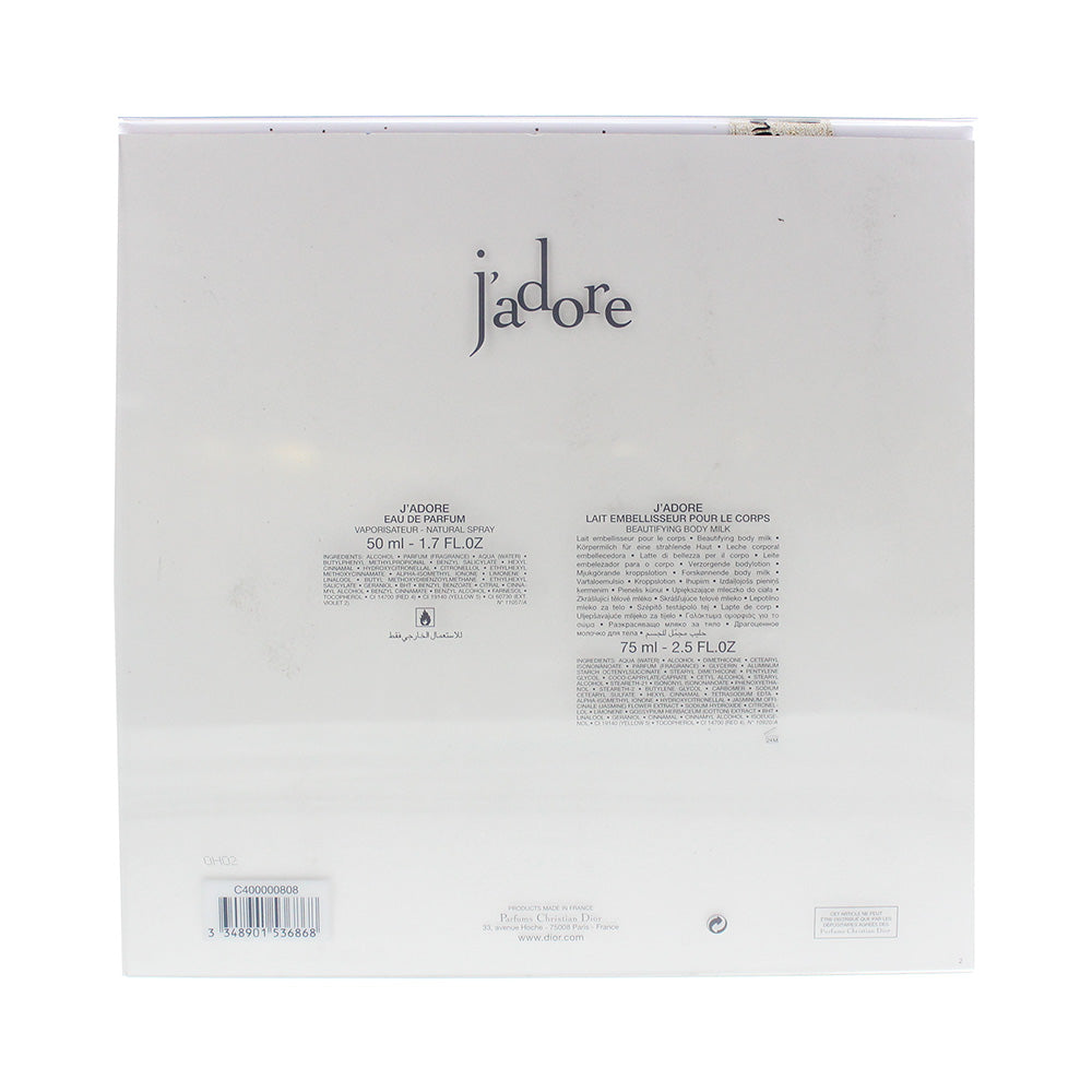 Dior J'adore Eau de Parfum 2 Piece Gift Set: Eau de Parfum 50ml - Body Milk 75ml - Ingredients
