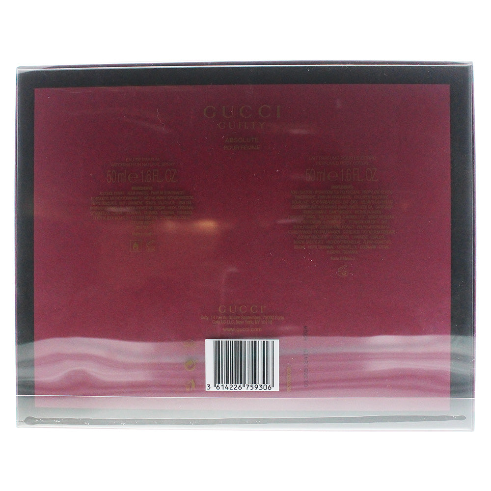 Gucci Guilty Absolute Pour Femme Eau De Parfum 2 Piece Gift Set: Eau De Parfum 50ml - Body Lotion 50ml